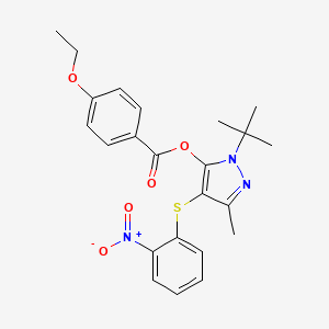 1-tert-butyl-3-methyl-4-[(2-nitrophenyl)sulfanyl]-1H-pyrazol-5-yl 4-ethoxybenzoate