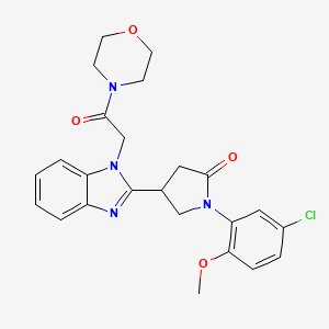 molecular formula C24H25ClN4O4 B2468433 1-(5-chloro-2-methoxyphenyl)-4-(1-(2-morpholino-2-oxoethyl)-1H-benzo[d]imidazol-2-yl)pyrrolidin-2-one CAS No. 942862-75-1