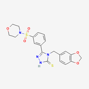 molecular formula C20H20N4O5S2 B2468441 4-(2H-1,3-benzodioxol-5-ylmethyl)-5-[3-(morpholine-4-sulfonyl)phenyl]-4H-1,2,4-triazole-3-thiol CAS No. 721415-39-0