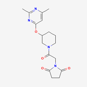 molecular formula C17H22N4O4 B2468449 1-(2-(3-((2,6-Dimethylpyrimidin-4-yl)oxy)piperidin-1-yl)-2-oxoethyl)pyrrolidine-2,5-dione CAS No. 2034617-28-0