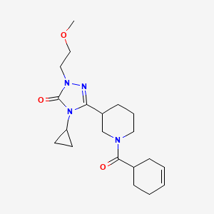molecular formula C20H30N4O3 B2468450 3-(1-(cyclohex-3-enecarbonyl)piperidin-3-yl)-4-cyclopropyl-1-(2-methoxyethyl)-1H-1,2,4-triazol-5(4H)-one CAS No. 2194847-56-6