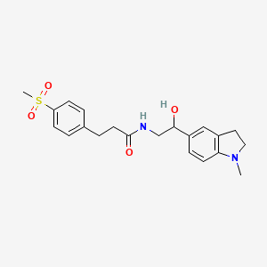 molecular formula C21H26N2O4S B2468451 N-(2-羟基-2-(1-甲基吲哚啉-5-基)乙基)-3-(4-(甲基磺酰基)苯基)丙酰胺 CAS No. 1705270-00-3