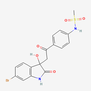 molecular formula C17H15BrN2O5S B2468469 N-{4-[2-(6-bromo-3-hydroxy-2-oxo-2,3-dihydro-1H-indol-3-yl)acetyl]phenyl}methanesulfonamide CAS No. 1808444-38-3