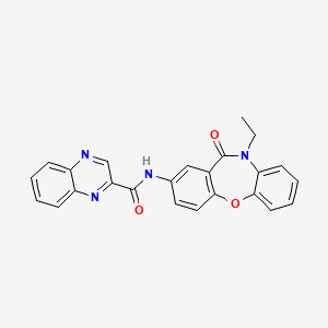 molecular formula C24H18N4O3 B2468477 N-(10-乙基-11-氧代-10,11-二氢二苯并[b,f][1,4]恶二杂环-2-基)喹喔啉-2-甲酰胺 CAS No. 1207004-43-0
