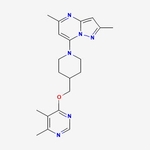 molecular formula C20H26N6O B2468483 7-(4-(((5,6-Dimethylpyrimidin-4-yl)oxy)methyl)piperidin-1-yl)-2,5-dimethylpyrazolo[1,5-a]pyrimidine CAS No. 2309259-68-3