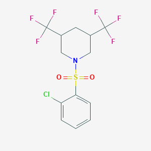 molecular formula C13H12ClF6NO2S B2468487 1-(2-Chlorobenzenesulfonyl)-3,5-bis(trifluoromethyl)piperidine CAS No. 2060750-58-3