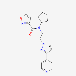 molecular formula C20H23N5O2 B2468491 N-cyclopentyl-5-methyl-N-(2-(3-(pyridin-4-yl)-1H-pyrazol-1-yl)ethyl)isoxazole-3-carboxamide CAS No. 2034607-13-9