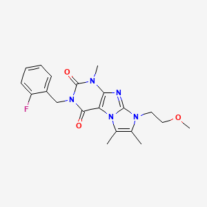 molecular formula C20H22FN5O3 B2468492 3-(2-氟苄基)-8-(2-甲氧基乙基)-1,6,7-三甲基-1H-咪唑并[2,1-f]嘌呤-2,4(3H,8H)-二酮 CAS No. 878411-04-2