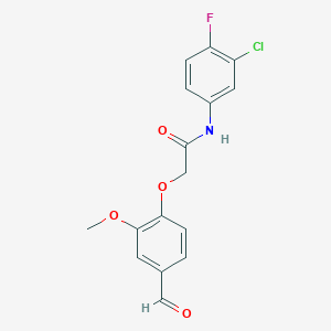 molecular formula C16H13ClFNO4 B2468497 N-(3-chloro-4-fluorophenyl)-2-(4-formyl-2-methoxyphenoxy)acetamide CAS No. 553628-53-8