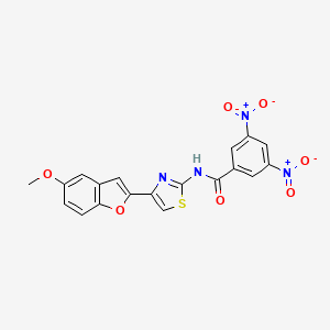 molecular formula C19H12N4O7S B2468502 N-(4-(5-methoxybenzofuran-2-yl)thiazol-2-yl)-3,5-dinitrobenzamide CAS No. 922004-27-1