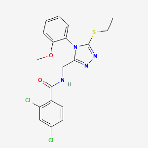 molecular formula C19H18Cl2N4O2S B2468513 2,4-dichloro-N-[[5-ethylsulfanyl-4-(2-methoxyphenyl)-1,2,4-triazol-3-yl]methyl]benzamide CAS No. 391930-55-5