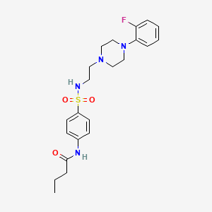 molecular formula C22H29FN4O3S B2468514 N-(4-(N-(2-(4-(2-fluorophenyl)piperazin-1-yl)ethyl)sulfamoyl)phenyl)butyramide CAS No. 1049392-46-2