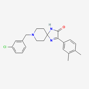 molecular formula C22H24ClN3O B2468518 8-(3-Chlorobenzyl)-3-(3,4-dimethylphenyl)-1,4,8-triazaspiro[4.5]dec-3-en-2-one CAS No. 1189929-44-9
