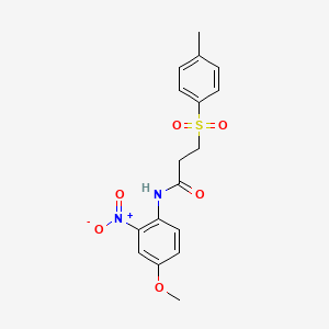 molecular formula C17H18N2O6S B2468523 N-(4-甲氧基-2-硝基苯基)-3-甲苯磺酰基丙酰胺 CAS No. 895451-01-1