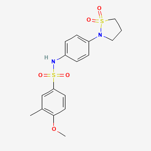 molecular formula C17H20N2O5S2 B2468528 N-(4-(1,1-dioxidoisothiazolidin-2-yl)phenyl)-4-methoxy-3-methylbenzenesulfonamide CAS No. 951518-85-7