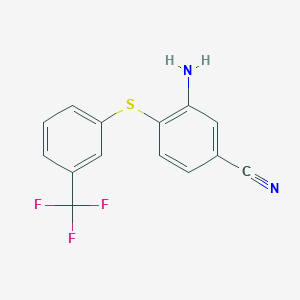 3-Amino-4-{[3-(trifluoromethyl)phenyl]-sulfanyl}benzenecarbonitrile