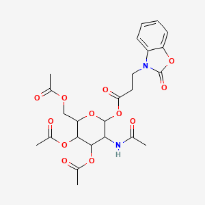 molecular formula C24H28N2O12 B2468531 [3-乙酰氨基-4,5-二乙酰氧基-6-(乙酰氧基甲基)氧杂-2-基] 3-(2-氧代-1,3-苯并恶唑-3-基)丙酸酯 CAS No. 1030605-33-4