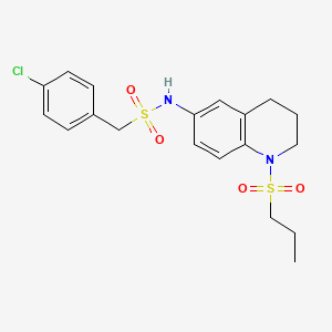 molecular formula C19H23ClN2O4S2 B2468538 1-(4-chlorophenyl)-N-(1-(propylsulfonyl)-1,2,3,4-tetrahydroquinolin-6-yl)methanesulfonamide CAS No. 946296-85-1