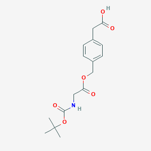 molecular formula C16H21NO6 B2468541 2-[4-[[2-[(2-methylpropan-2-yl)oxycarbonylamino]acetyl]oxymethyl]phenyl]acetic Acid CAS No. 67521-49-7