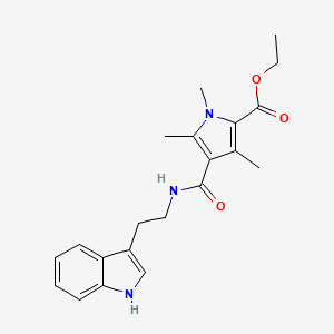 molecular formula C21H25N3O3 B2468544 ethyl 4-[2-(1H-indol-3-yl)ethylcarbamoyl]-1,3,5-trimethylpyrrole-2-carboxylate CAS No. 847463-66-5