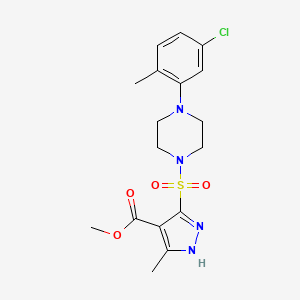 molecular formula C17H21ClN4O4S B2468546 5-((4-(5-氯-2-甲基苯基)哌嗪-1-基)磺酰基)-3-甲基-1H-吡唑-4-羧酸甲酯 CAS No. 1319203-70-7