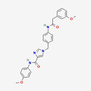 molecular formula C27H26N4O4 B2468557 N-(4-methoxyphenyl)-1-(4-(2-(3-methoxyphenyl)acetamido)benzyl)-1H-imidazole-4-carboxamide CAS No. 1251708-16-3