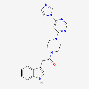 molecular formula C21H21N7O B2468560 1-(4-(6-(1H-imidazol-1-yl)pyrimidin-4-yl)piperazin-1-yl)-2-(1H-indol-3-yl)ethanone CAS No. 1203236-07-0