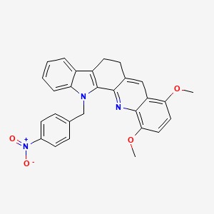 molecular formula C28H23N3O4 B2468564 8,11-二甲氧基-13-(4-硝基苄基)-6,13-二氢-5H-吲哚并[3,2-c]吖啶 CAS No. 860787-09-3