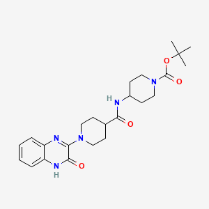 molecular formula C24H33N5O4 B2468569 Tert-butyl 4-(1-(3-oxo-3,4-dihydroquinoxalin-2-yl)piperidine-4-carboxamido)piperidine-1-carboxylate CAS No. 1207028-90-7