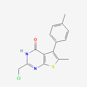 molecular formula C15H13ClN2OS B2468576 2-(chloromethyl)-6-methyl-5-(4-methylphenyl)-3H,4H-thieno[2,3-d]pyrimidin-4-one CAS No. 742120-00-9