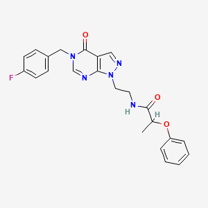 molecular formula C23H22FN5O3 B2468582 N-(2-(5-(4-fluorobenzyl)-4-oxo-4,5-dihydro-1H-pyrazolo[3,4-d]pyrimidin-1-yl)ethyl)-2-phenoxypropanamide CAS No. 922035-85-6