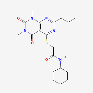 N-cyclohexyl-2-((6,8-dimethyl-5,7-dioxo-2-propyl-5,6,7,8-tetrahydropyrimido[4,5-d]pyrimidin-4-yl)thio)acetamide