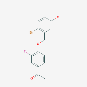 molecular formula C16H14BrFO3 B2468607 1-{4-[(2-Bromo-5-methoxybenzyl)oxy]-3-fluorophenyl}-1-ethanone CAS No. 885949-81-5