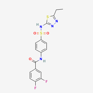 molecular formula C17H14F2N4O3S2 B2468620 N-[4-[(5-ethyl-1,3,4-thiadiazol-2-yl)sulfamoyl]phenyl]-3,4-difluorobenzamide CAS No. 303797-74-2