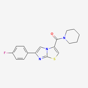 molecular formula C17H16FN3OS B2468622 (6-(4-Fluorofenil)imidazo[2,1-b]tiazol-3-il)(piperidin-1-il)metanona CAS No. 1049416-98-9