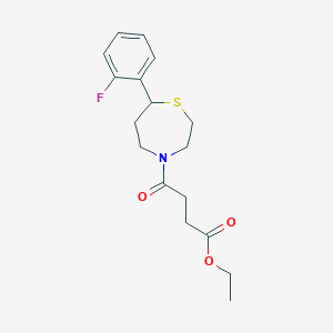 molecular formula C17H22FNO3S B2468628 4-(7-(2-氟苯基)-1,4-噻杂环戊烷-4-基)-4-氧代丁酸乙酯 CAS No. 1706092-98-9