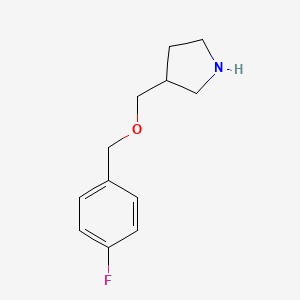 molecular formula C12H16FNO B2468632 3-{[(4-氟苯基)甲氧基]甲基}吡咯烷 CAS No. 933716-70-2