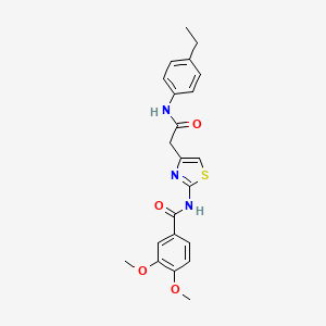 molecular formula C22H23N3O4S B2468647 N-(4-(2-((4-ethylphenyl)amino)-2-oxoethyl)thiazol-2-yl)-3,4-dimethoxybenzamide CAS No. 1005294-99-4