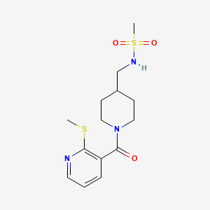 molecular formula C14H21N3O3S2 B2468658 N-((1-(2-(methylthio)nicotinoyl)piperidin-4-yl)methyl)methanesulfonamide CAS No. 1234940-05-6