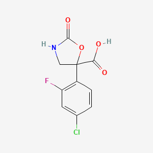 molecular formula C10H7ClFNO4 B2468660 5-(4-Chloro-2-fluorophenyl)-2-oxo-1,3-oxazolidine-5-carboxylic acid CAS No. 2248292-31-9