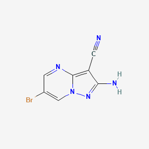 molecular formula C7H4BrN5 B2468661 2-Amino-6-bromopyrazolo[1,5-a]pyrimidine-3-carbonitrile CAS No. 2219419-53-9