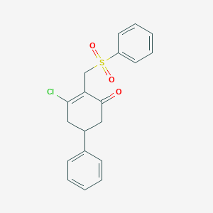 molecular formula C19H17ClO3S B2468662 3-Chloro-5-phenyl-2-[(phenylsulfonyl)methyl]-2-cyclohexen-1-one CAS No. 306978-18-7