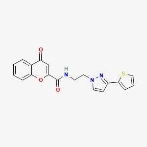 4-oxo-N-(2-(3-(thiophen-2-yl)-1H-pyrazol-1-yl)ethyl)-4H-chromene-2-carboxamide