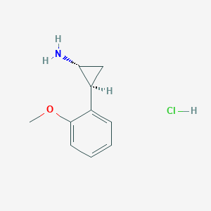 molecular formula C10H14ClNO B2468665 反-(1R,2S)-2-(2-甲氧苯基)环丙-1-胺盐酸盐，反式 CAS No. 131900-21-5