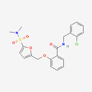 molecular formula C21H21ClN2O5S B2468672 N-(2-氯苄基)-2-((5-(N,N-二甲基磺酰胺基)呋喃-2-基)甲氧基)苯甲酰胺 CAS No. 1207010-65-8