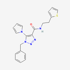 molecular formula C20H19N5OS B2468674 1-benzyl-5-(1H-pyrrol-1-yl)-N-(2-(thiophen-2-yl)ethyl)-1H-1,2,3-triazole-4-carboxamide CAS No. 1795299-95-4