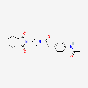 molecular formula C21H23N3O4 B2468681 N-(4-(2-(3-(1,3-dioxo-3a,4,7,7a-tetrahydro-1H-isoindol-2(3H)-yl)azetidin-1-yl)-2-oxoethyl)phenyl)acetamide CAS No. 2034523-48-1