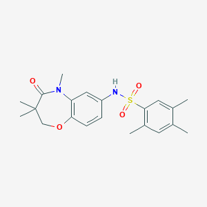 molecular formula C21H26N2O4S B2468685 2,4,5-trimethyl-N-(3,3,5-trimethyl-4-oxo-2,3,4,5-tetrahydrobenzo[b][1,4]oxazepin-7-yl)benzenesulfonamide CAS No. 922023-11-8