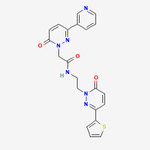 molecular formula C21H18N6O3S B2468686 2-(6-oxo-3-(pyridin-3-yl)pyridazin-1(6H)-yl)-N-(2-(6-oxo-3-(thiophen-2-yl)pyridazin-1(6H)-yl)ethyl)acetamide CAS No. 2177365-97-6