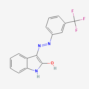 molecular formula C15H10F3N3O B2468687 1H-吲哚-2,3-二酮 3-{N-[3-(三氟甲基)苯基]腙} CAS No. 321980-19-2